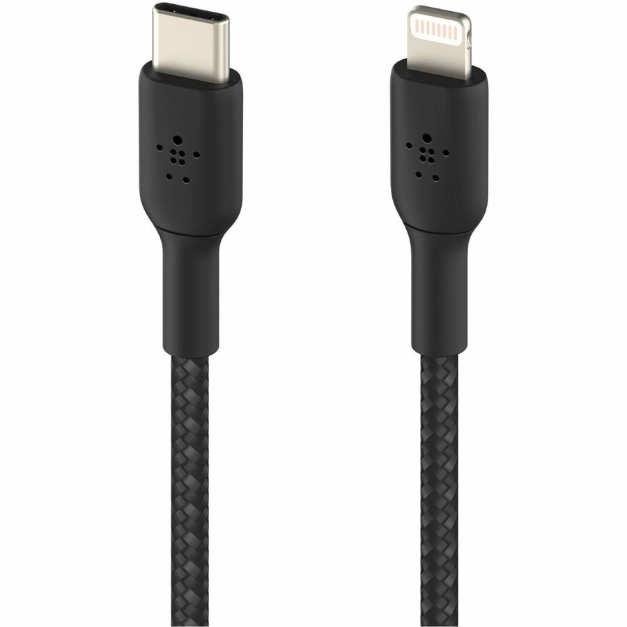 Alternate-Image1 Image for Belkin 30W USB-C to Lightning Cable - Nylon, Braided - M/M - 2m/6.6ft - Black