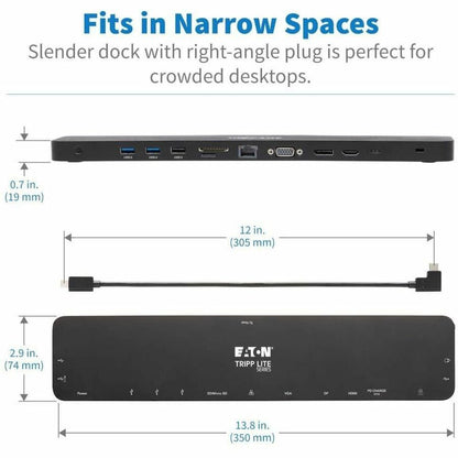 Alternate-Image6 Image for Eaton Tripp Lite Series USB-C Dock, Triple Display - 4K HDMI & DP, VGA, USB 3.x (5Gbps) and USB 2.0 Hub Ports, GbE, 100W PD Charging