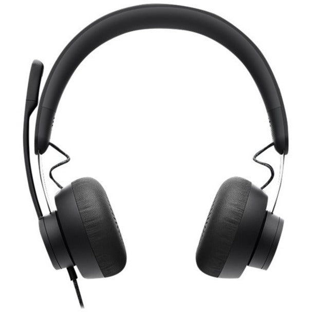 Front Image for Logitech Zone Wired Noise Cancelling Headset, Certified for Microsoft Teams with advanced noise-canceling mic, USB-C with USB-A adapter, graphite.