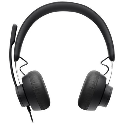 Front Image for Logitech Zone Wired Noise Cancelling Headset, Certified for Microsoft Teams with advanced noise-canceling mic, USB-C with USB-A adapter, graphite.