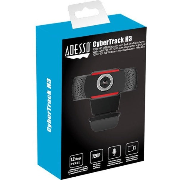 Alternate-Image1 Image for Adesso CyberTrack CyberTrack H3 Webcam - 1.3 Megapixel - 30 fps - Black, Red - USB 2.0