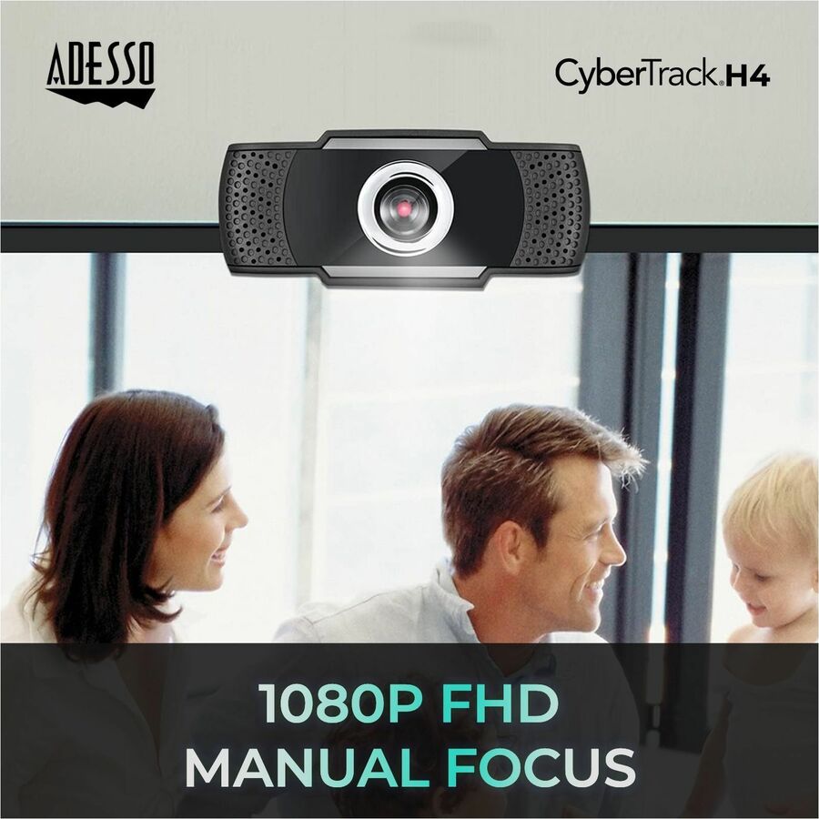 Alternate-Image10 Image for Adesso CyberTrack H4 1080P USB Webcam - 2.1 Megapixel - 30 fps - Manual Focus-Tripod Mount