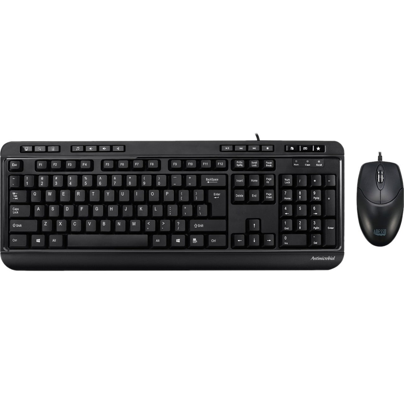 Main Image for Adesso Antimicrobial Multimedia Desktop Keyboard and Mouse Combo