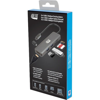 Alternate-Image9 Image for Adesso 6-in-1 USB-C Multi-Port Docking Station (TAA Compliant)