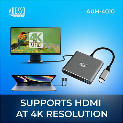 Alternate-Image2 Image for Adesso 3-IN-1 USB-C Multi-Port Docking Station (TAA Compliant)