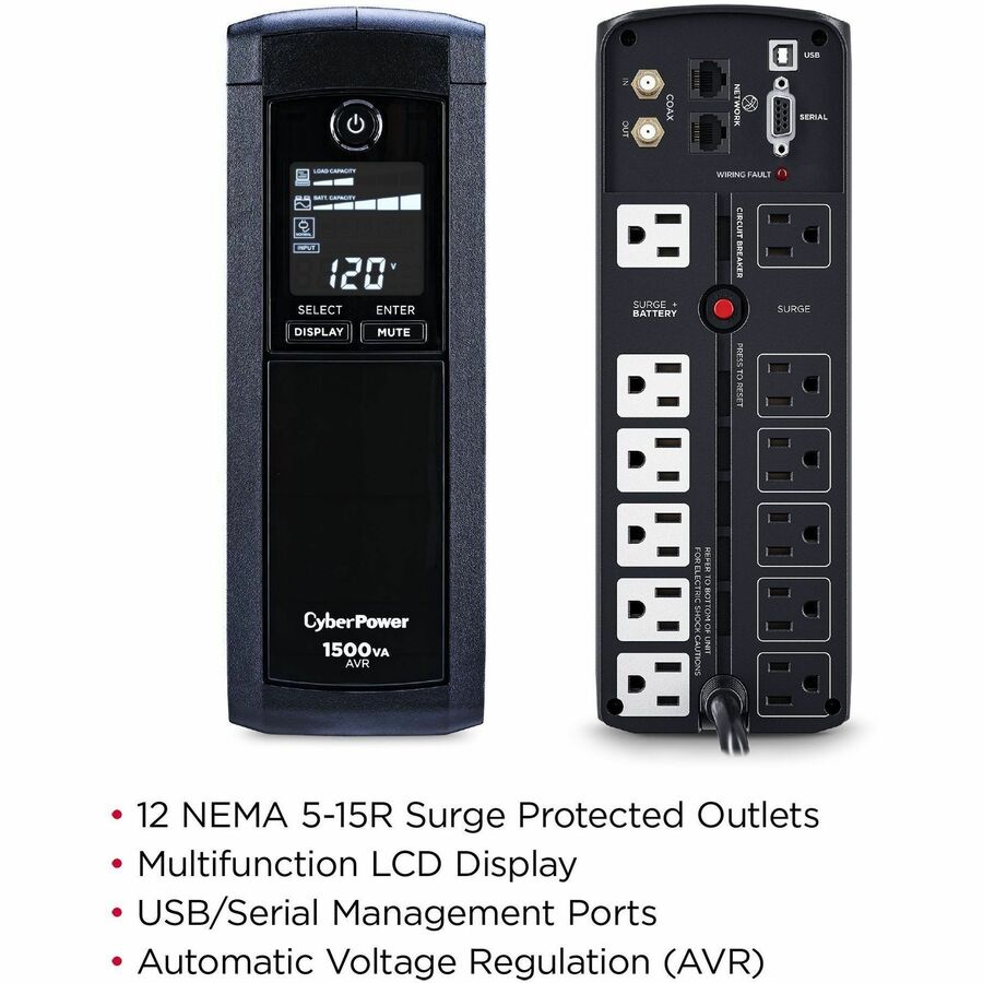 Alternate-Image2 Image for CyberPower CP1500AVRLCDTAA TAA Compliant UPS System