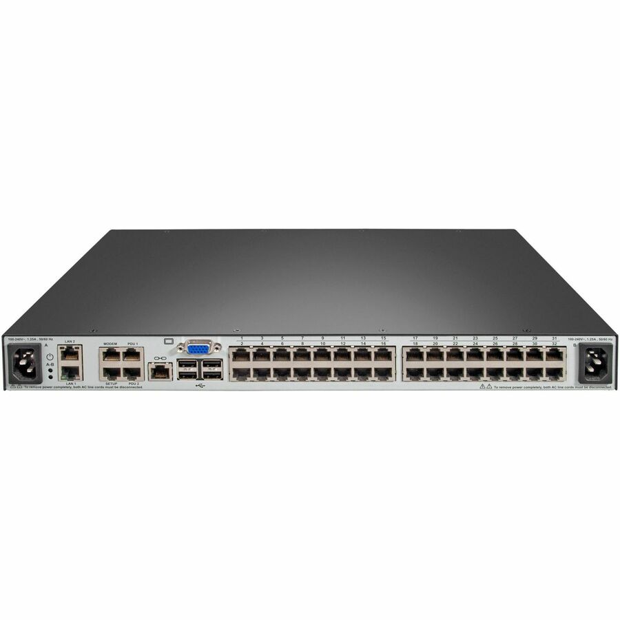 Rear Image for Vertiv Avocent MPU KVM Switch | 32 port | 2 Digital Path | Dual AC Power TAA