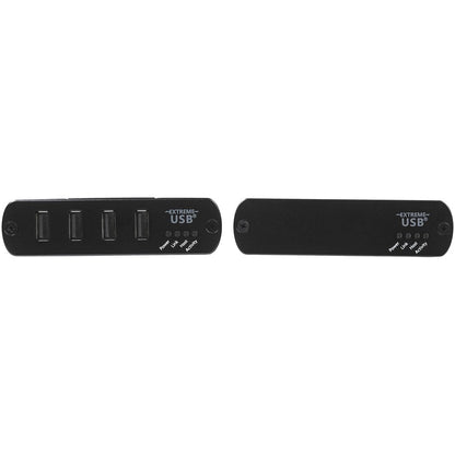 Front Image for StarTech 4 Port USB 2.0 Extender Hub over Cat5e or Cat6 Ethernet Cable - 330ft/100m Metal USB 2.0 Extender Kit - ESD, Powered, 480mbps