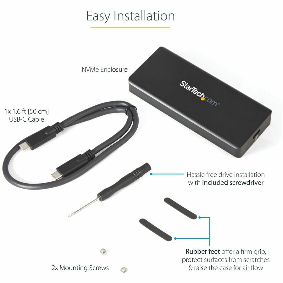 Alternate-Image5 Image for StarTech.com USB-C 10Gbps M.2 NVMe PCIe SSD Enclosure - 1GB/s Rugged Aluminum M.2 PCI Express M-Key Case IP67 Rated - Mac/PC