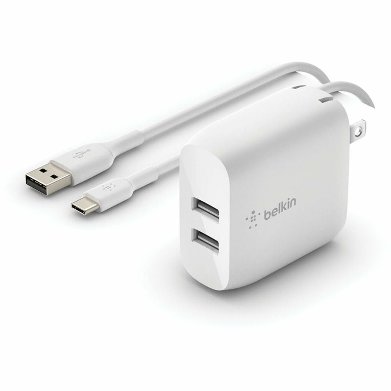 Main Image for Belkin BoostCharge Dual USB-A Wall Charger 24W (USB-A to USB-C cable included) - Power Adapter