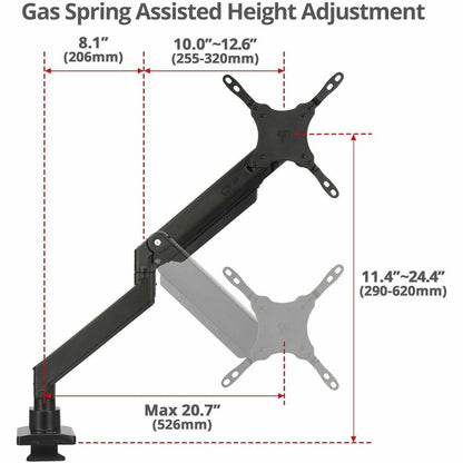Alternate-Image3 Image for Single Monitor Heavy-Duty Premium Gas Spring Desk Mount - 17" to 43" , VESA 75x75, 100x100, 200x200mm