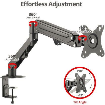 Alternate-Image4 Image for SIIG Single Gas Spring C-Clamp Monitor Desk Mount - 17" to 27"