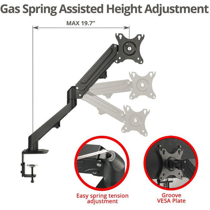 Alternate-Image1 Image for SIIG Single Gas Spring C-Clamp Monitor Desk Mount - 17" to 27"