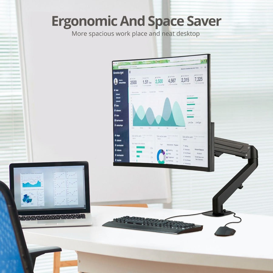 Alternate-Image3 Image for SIIG Single Gas Spring C-Clamp Monitor Desk Mount - 17" to 27"