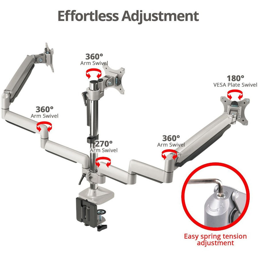 Alternate-Image6 Image for SIIG Triple Monitor Aluminum Gas Spring Desk Mount