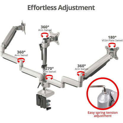Alternate-Image6 Image for SIIG Triple Monitor Aluminum Gas Spring Desk Mount