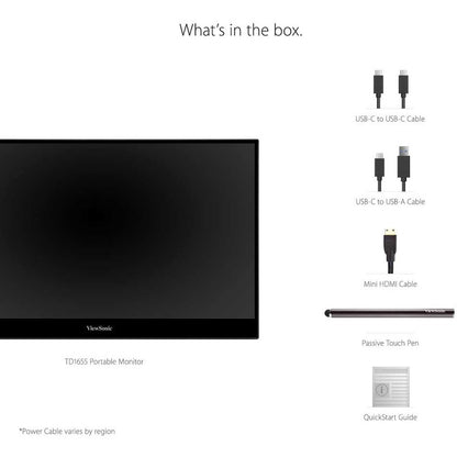 Alternate-Image10 Image for ViewSonic 15.6 Inch 1080p Portable Monitor with IPS Touchscreen, 2 Way Powered 60W USB C, Eye Care, Dual Speakers, Built in Stand with Smart Cover (TD1655)