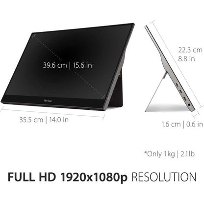 Alternate-Image3 Image for ViewSonic 15.6 Inch 1080p Portable Monitor with IPS Touchscreen, 2 Way Powered 60W USB C, Eye Care, Dual Speakers, Built in Stand with Smart Cover (TD1655)