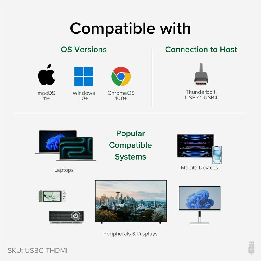 Alternate-Image4 Image for Plugable USB C to HDMI Adapter 4K 30Hz, Thunderbolt 3 to HDMI Adapter