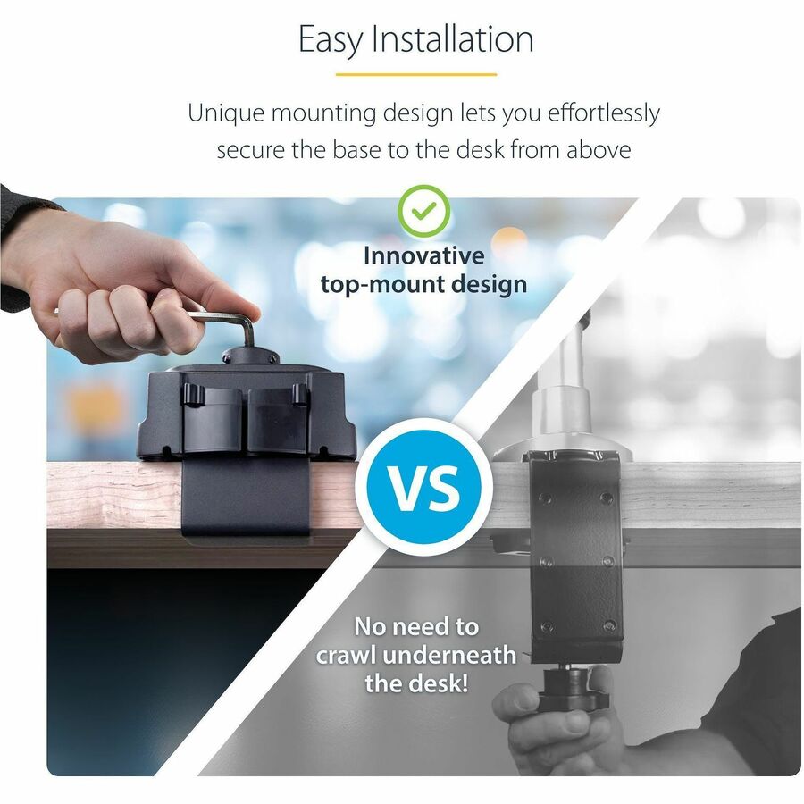 Alternate-Image2 Image for StarTech.com Desk Mount Monitor Arm with 2x USB 3.0 ports for VESA Display up to 34" (17.6lb/8kg), C-Clamp/Grommet, Mechanical Spring