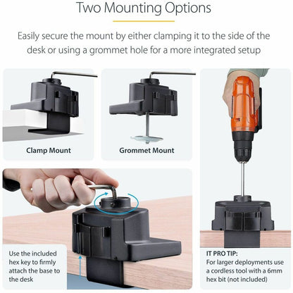 Alternate-Image4 Image for StarTech.com Desk Mount Monitor Arm with 2x USB 3.0 ports for VESA Display up to 34" (17.6lb/8kg), C-Clamp/Grommet, Mechanical Spring