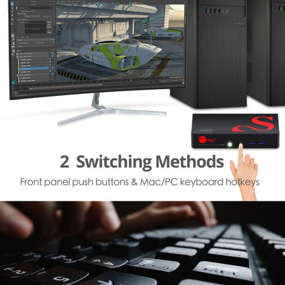 Alternate-Image4 Image for SIIG 2 Port 4K 60Hz DisplayPort 1.2 KVM Switch with USB 3.0 and Multi-Media ports