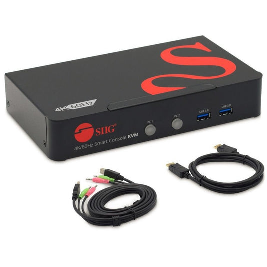 Main Image for SIIG 2 Port 4K 60Hz DisplayPort 1.2 KVM Switch with USB 3.0 and Multi-Media ports