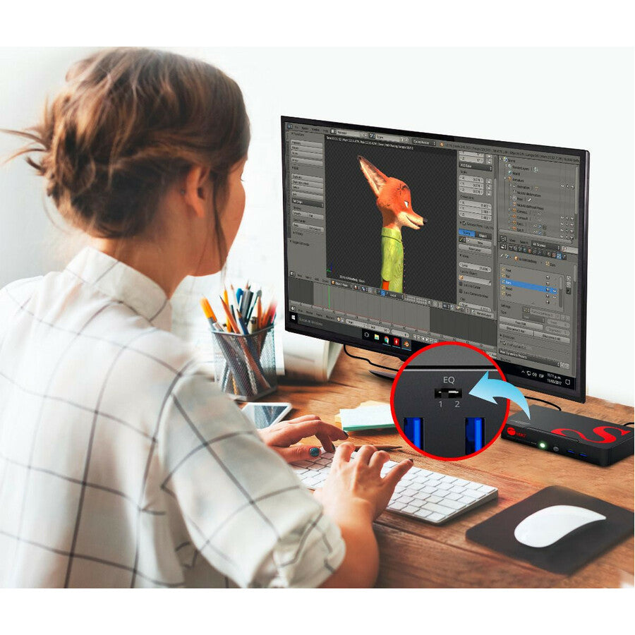 Life-Style Image for SIIG 2 Port 4K 60Hz DisplayPort 1.2 KVM Switch with USB 3.0 and Multi-Media ports