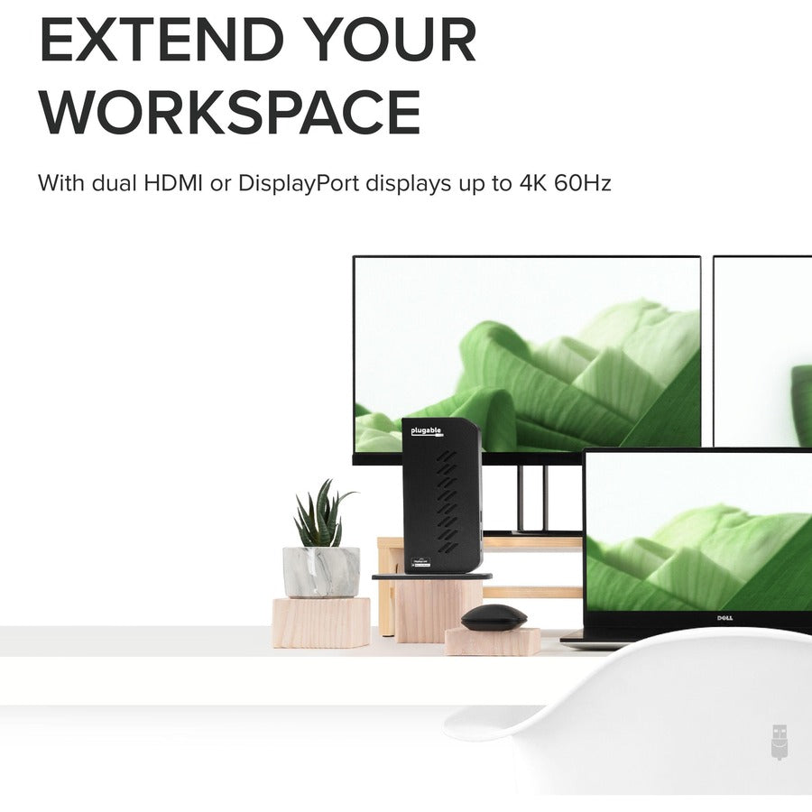 Alternate-Image2 Image for Plugable USB 3.0 and USB-C Dual 4K Display Docking Station with DisplayPort and HDMI for Windows and Mac