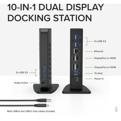 Alternate-Image1 Image for Plugable USB 3.0 and USB-C Dual 4K Display Docking Station with DisplayPort and HDMI for Windows and Mac