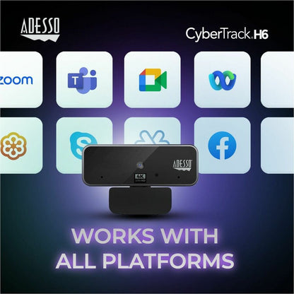 Alternate-Image8 Image for Adesso CyberTrack H6 4K Ultra HD Webcam - 8 Megapixel - 30 fps - USB 2.0 - Fixed Focus - Tripod mount - Privacy shutter