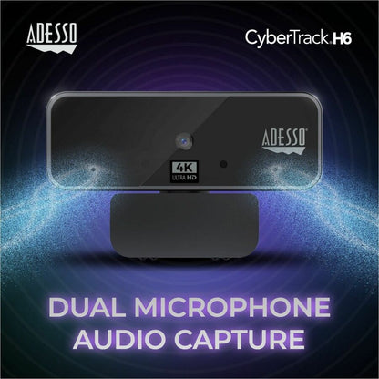 Alternate-Image2 Image for Adesso CyberTrack H6 4K Ultra HD Webcam - 8 Megapixel - 30 fps - USB 2.0 - Fixed Focus - Tripod mount - Privacy shutter