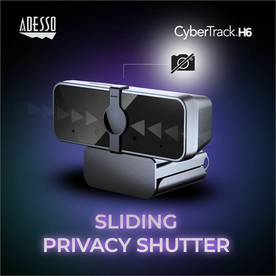 Alternate-Image4 Image for Adesso CyberTrack H6 4K Ultra HD Webcam - 8 Megapixel - 30 fps - USB 2.0 - Fixed Focus - Tripod mount - Privacy shutter