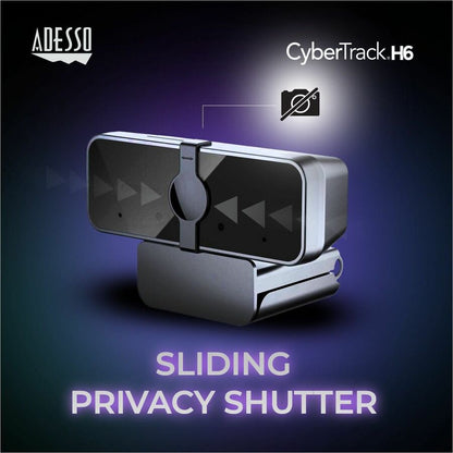 Alternate-Image4 Image for Adesso CyberTrack H6 4K Ultra HD Webcam - 8 Megapixel - 30 fps - USB 2.0 - Fixed Focus - Tripod mount - Privacy shutter