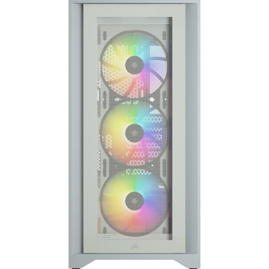 Front Image for Corsair iCUE 4000X RGB Tempered Glass Mid-Tower ATX Case - White