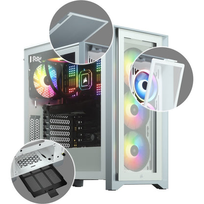 Alternate-Image1 Image for Corsair iCUE 4000X RGB Tempered Glass Mid-Tower ATX Case - White