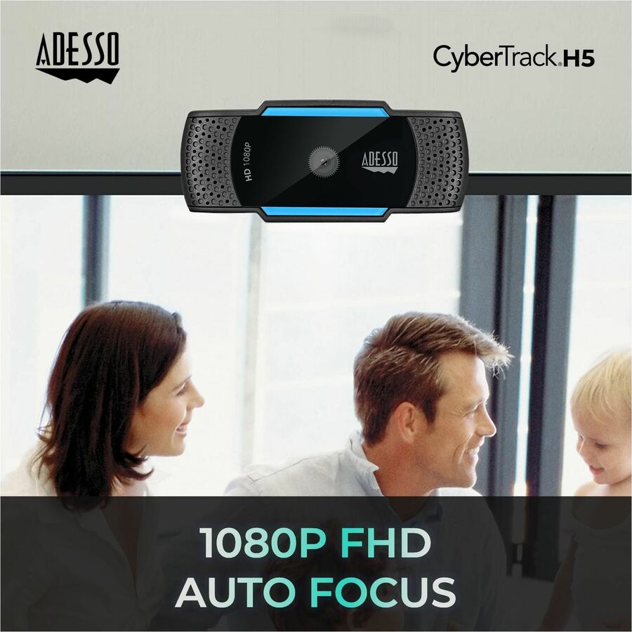 Alternate-Image9 Image for Adesso CyberTrack H5 1080P Webcam - 2.1 Megapixel - 30 fps - USB 2.0 - Auto Focus - Built-In MIC - Tripod Mount - Privacy Shutter Cover
