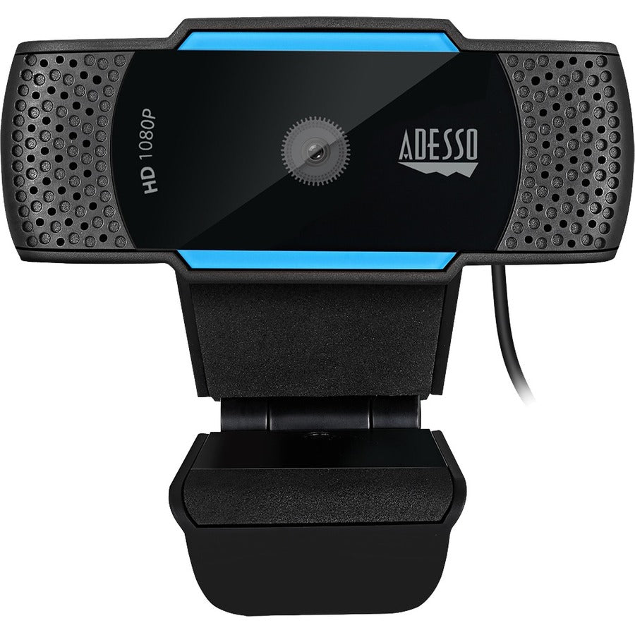 Front Image for Adesso CyberTrack H5 1080P Webcam - 2.1 Megapixel - 30 fps - USB 2.0 - Auto Focus - Built-In MIC - Tripod Mount - Privacy Shutter Cover