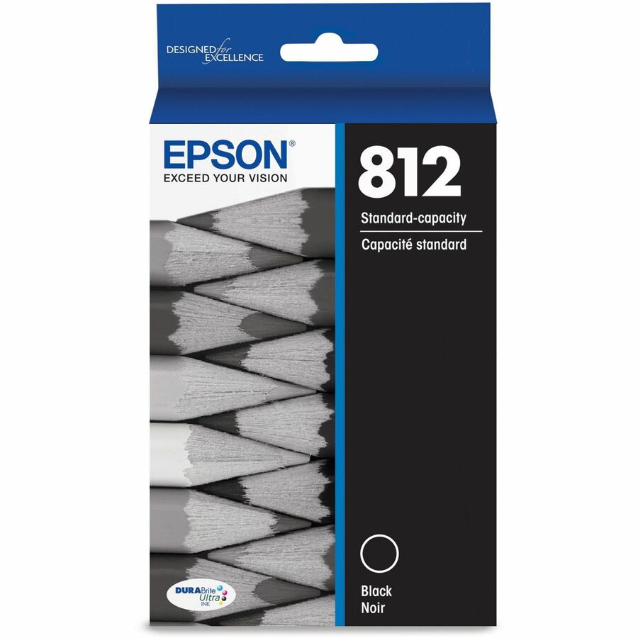 Front Image for Epson DURABrite Ultra T812 Original Inkjet Ink Cartridge - Single Pack - Black - 1 Each