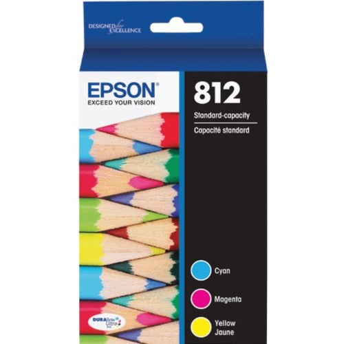 Main Image for Epson&reg; 812 DuraBrite&reg; Ultra Cyan, Magenta, Yellow Ink Cartridges, Pack Of 3, T812520-S