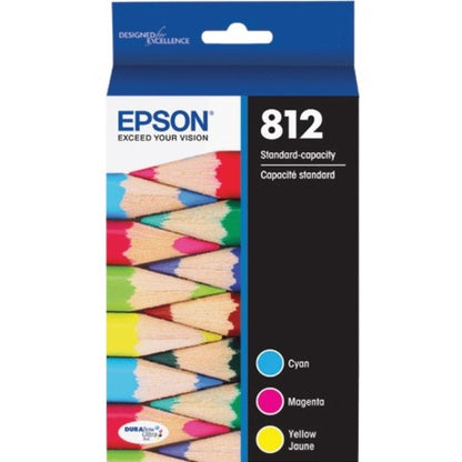 Main Image for Epson&reg; 812 DuraBrite&reg; Ultra Cyan, Magenta, Yellow Ink Cartridges, Pack Of 3, T812520-S