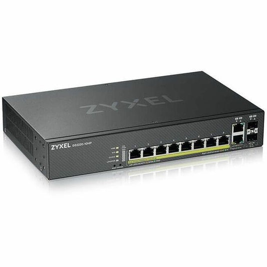 Main Image for ZYXEL GS2220-10HP 8-Port Gigabit L2+ Managed and Nebula Pro Cloud Managed Switch | 8 PoE+ Ports at 180W with 2 SFP Uplinks