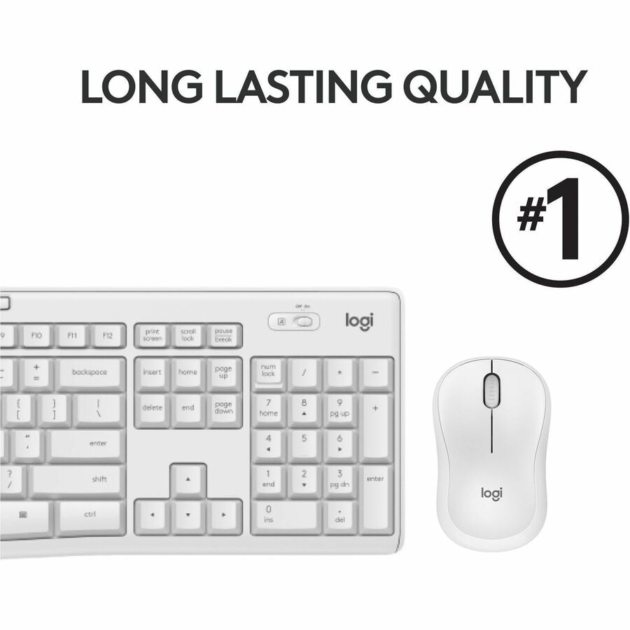 Alternate-Image7 Image for Logitech MK295 Silent Wireless Mouse & Keyboard Combo with SilentTouch Technology, Full Numpad, Off-white