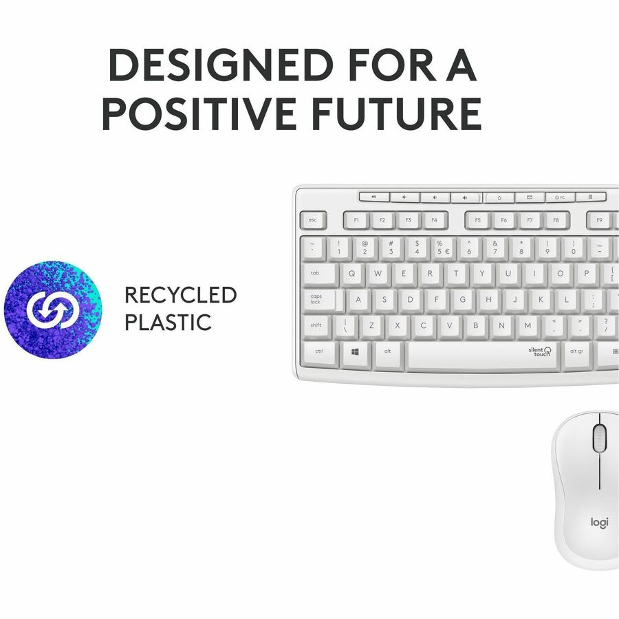 Alternate-Image8 Image for Logitech MK295 Silent Wireless Mouse & Keyboard Combo with SilentTouch Technology, Full Numpad, Off-white