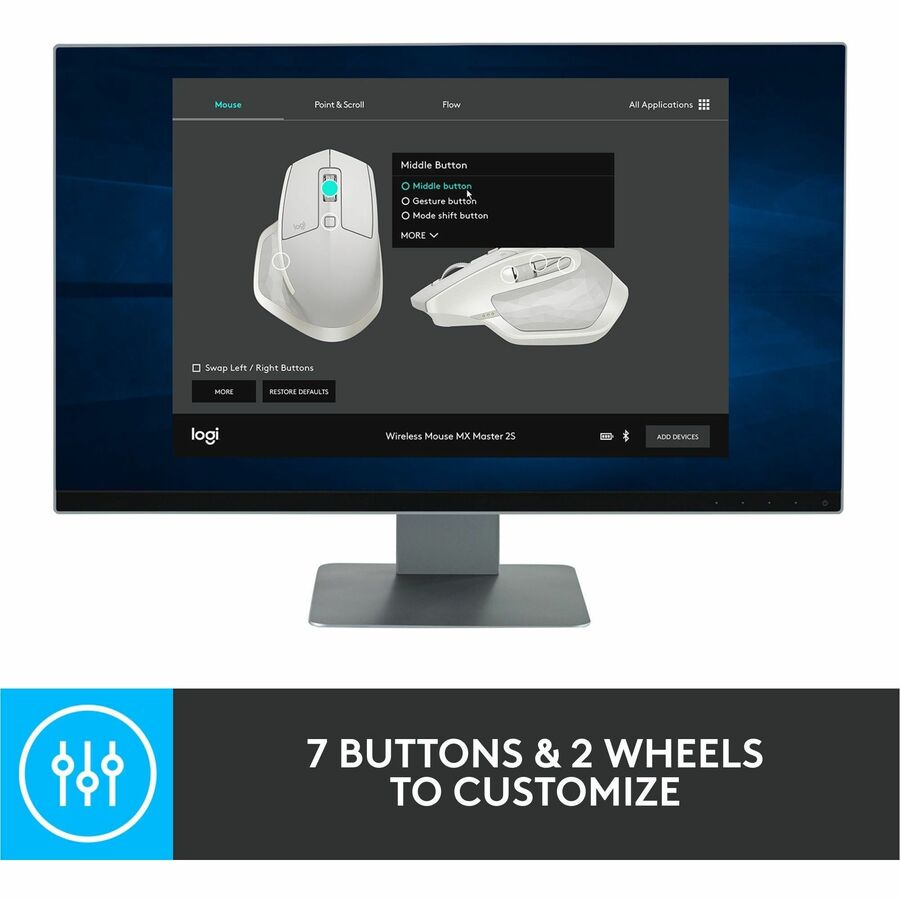 Alternate-Image8 Image for Logitech MX Master 2S Bluetooth Edition Wireless Mouse, Multi-Surface, Hyper-Fast Scrolling, Ergonomic, Graphite
