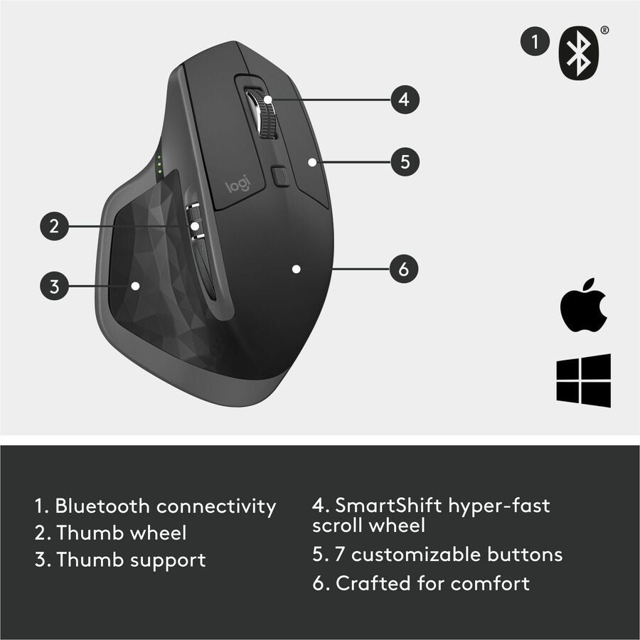 Alternate-Image10 Image for Logitech MX Master 2S Bluetooth Edition Wireless Mouse, Multi-Surface, Hyper-Fast Scrolling, Ergonomic, Graphite