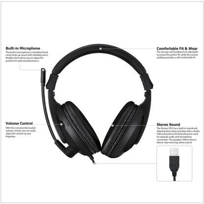 Alternate-Image8 Image for Adesso Xtream H5U - USB Stereo Headset with Microphone - Noise Cancelling - Wired- Lightweight