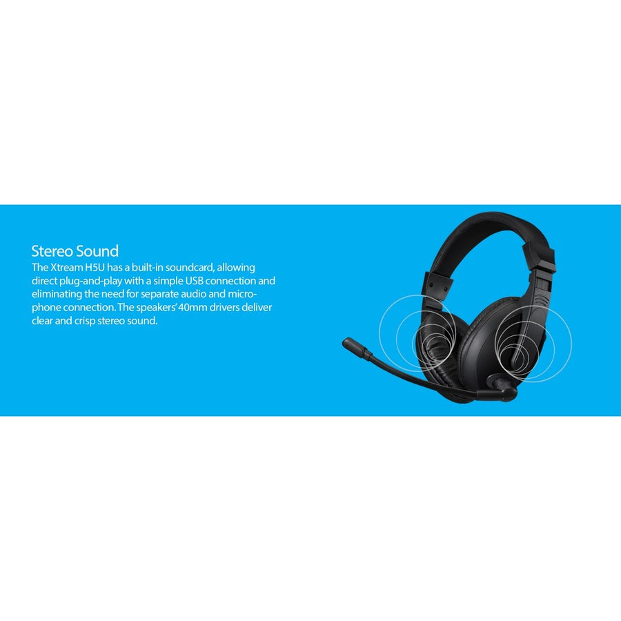 Alternate-Image5 Image for Adesso Xtream H5U - USB Stereo Headset with Microphone - Noise Cancelling - Wired- Lightweight