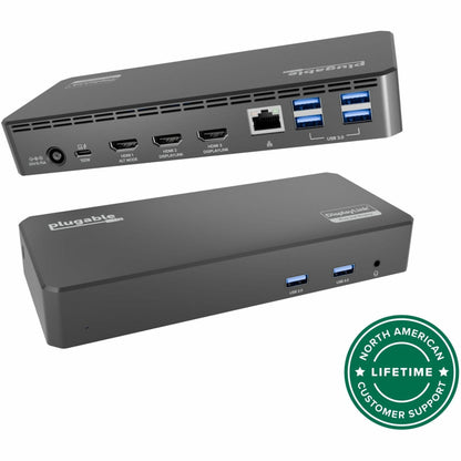 Main Image for Plugable USB C Triple Display Docking Station | 100W PD, 3x HDMI (1x 4K 30Hz, 2x 1080p 60Hz), 6x USB 5Gbps Ports
