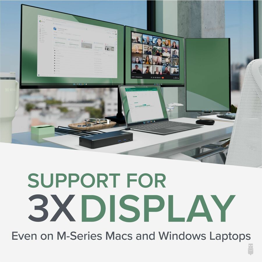 Alternate-Image2 Image for Plugable USB C Triple Display Docking Station | 100W PD, 3x HDMI (1x 4K 30Hz, 2x 1080p 60Hz), 6x USB 5Gbps Ports